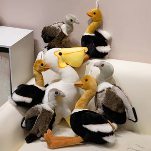 Peluche Animale - Compagno di Consolazione - Giocattolo in Peluche Ultra Morbido a Forma di Uccelli - 25cm 3 Assortiti Uccelli Realistici: Gufo, Struzzo e Pellicano - Product Image 2