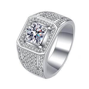 Cincin Moissanite Berkualitas Tinggi untuk Pria, Perak 925, Langit Berbintang, 2 Karat, Cincin Kawin Berlian, Perhiasan Pernikahan, Hadiah Mewah - Product Image 1