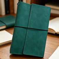 Couverture de carnet A5 en cuir PU réutilisable, étui de journal rechargeable avec bandes élastiques, pochette de protection pour livre