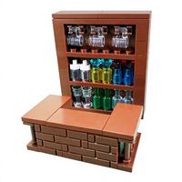Bloques de Construcción Creativos MOC, Taberna, Bar de Vinos, Muebles Modulares en Miniatura, Decoración de Habitaciones para AFOL, Juego de Barra, Taburetes y Estantería