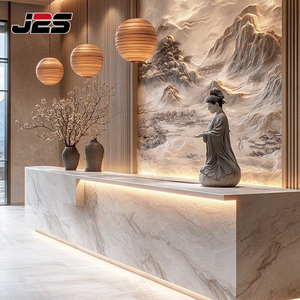 Mostrador de recepción moderno de mármol para hotel con luz LED, recepción personalizada para vestíbulo y espacios comerciales - Product Image 6