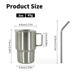 كوب زجاجي مزدوج الجدار 90 AGH مع فراغ 3 أونصة مع قش بمقبض - Product Image 4