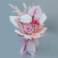 Bouquet de roses décoratives préservées faites à la main, mini bouquet de fleurs emballé pour mariage, Saint-Valentin, remise de diplôme - Décoration intérieure éternelle