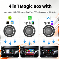 PlayAiBox Boîtier AI sans fil CarPlay Système Android 15 8 Go + 128 Go Qualcomm 6350 pour YouTube Netflix Prise en charge de l'écran partagé et du mirroring