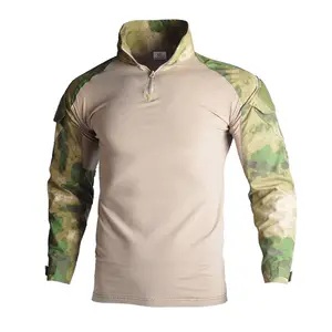 Manufacturers For Customs Clothes Mens Long Sleeve Crew-Neck Tactical T-Shirts Elastic Ripstop Hunting Combat Tops Nylon Tees