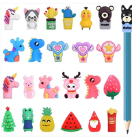 Creatieve Cartoon Siliconen Schattige Mini Penpunt Dopjes 3D Fruit en Dieren Potlood & Gelpen Accessoires Gemengde Verpakking