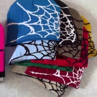 LOGO PERSONNALISÉ sur tout le logo imprimé Designer araignée acrylique laine tricoté hiver froid bonnet chapeaux mode chapeaux pour hommes hiver
