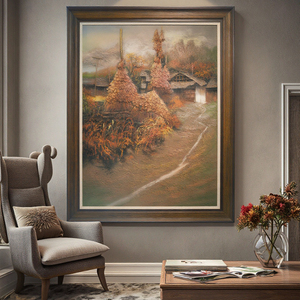 Handmade Rustic Style Wall Art Sandstone Painting <strong>on</strong> <strong>Canvas</strong> with Frame Home Decor Ornament Handcrafted Plant Scenery Artwork - Product Image 4