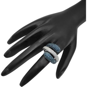 Anillo de Plata de Ley Jewelspaark con Diamantes Naturales Blancos y Azules de 1.62 Quilates para Mujer, Talla 5 de EE. UU. - Product Image 4