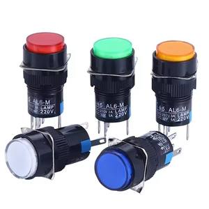 Botón de luz pulsador momentáneo y autoblocante redondo de 16MM Interruptor de encendido Contacto plateado 1NO1NC 5V 12V 24V 220V Restablecimiento 5 pines de potencia - Product Image 1