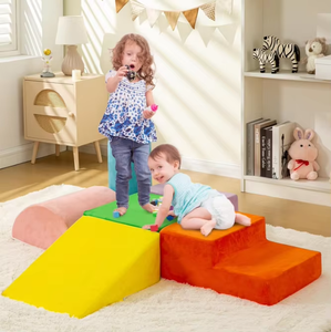 6 Pieces Colorful Soft Foam Climbing Blocks Play Gym Set For <b>Toddlers</b> Indoor Plush Safety Steps With Ramp And Platform - Product Image 1