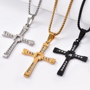 Colgante de cruz clásico de acero inoxidable con circonita de Dominic Toretto para mujeres y hombres, collar de Jesús con cristales, amuletos, regalos de joyería - Product Image 2