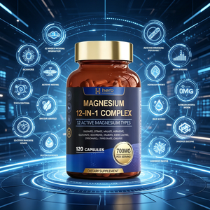 Cápsulas de Glicinato de Magnesio Personalizadas OEM ODM para Adultos - Mejora la Inmunidad, 90 Unidades, Cápsulas de Magnesio 12 en 1 - Product Image 2
