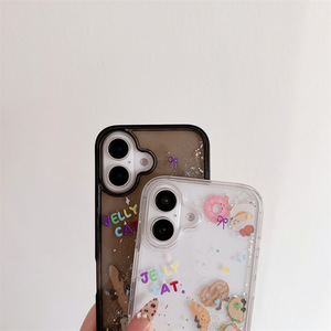 Ins thiết kế sáng tạo Croissant Donut trượt lỏng QuickSand trường hợp đối với <span class=keywords><strong>iPhone</strong></span> 16 15Promax bảo vệ chống sốc di động - Product Image 2