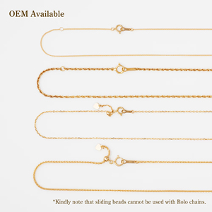 Diseño de collar de cadenas bordillo de oro sólido puro de 18K 14K 10K de moda para mujer - Product Image 6