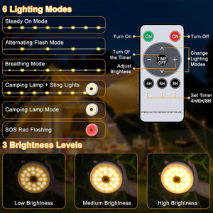 Guirlandes solaires de camping LED rechargeables par USB, étanches, portables, pour tente extérieure, jardin, cour, lampe de poche décorative, Art Déco - Product Image 5