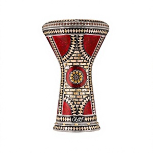 Gawharet El Fan 17,5 pouces, Darbuka Doumbek égyptien en aluminium et nacre incrustée, fait main (Or, Turquoise, Vert, Rouge, Rose) - Product Image 4