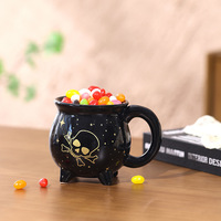 En stock – Tasse en céramique Halloween à thème sorcière de dessin animé et design croix et os pour le Jour des Morts – Tasse à café et à lait
