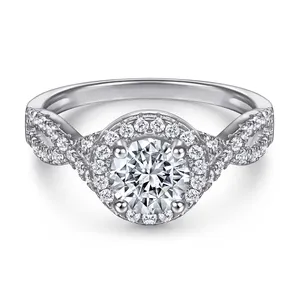 TL224光环漩涡形不褪色珠宝女性真银承诺戒指