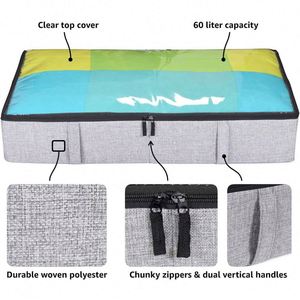 Wardrobe <b>Storage</b> Solutions Cajas De Almacenamiento 90L Under Bed <b>Storage</b> <b>Bags</b> with Zips and Reinforced Handles for Quilt - Product Image 5