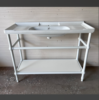 Base de vanité de salle de bain en acier inoxydable de style italien haut de gamme étagère en verre ouverte cadre de tube métallique comptoir de lavage pied d'évier intégré