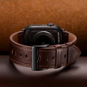 VIETAO <span class=keywords><strong>Cinturino</strong></span> di Lusso in Vera Pelle per Uomo, Stile Retrò con Finitura a Cera, Marrone Scuro, 38mm/40mm/42mm/44mm/45mm per <span class=keywords><strong>Apple</strong></span> <span class=keywords><strong>Watch</strong></span> - Product Image 1