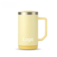 Mug de bureau réutilisable en acier inoxydable avec poignée ergonomique, revêtement céramique intérieur et couvercle à glissière facile