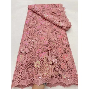 Gran oferta, buen precio, tela de encaje brillante, precio competitivo, 5 yardas, tela de encaje africano, encaje de guipur para vestido de novia - Product Image 5