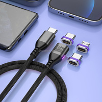 Cable de Carga Magnético Trenzado de Nailon de 240W, 1m/1.8m, PD 240W, USB C a USB C, Cables Magnéticos para Cargar Teléfonos, Tabletas, Laptops y MaBooks