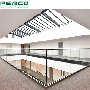 PEMCO Desain Pagar Kaca Aluminium 2021 Tangga Pembatas Kaca Aluminium Tanpa Bingkai Balkon