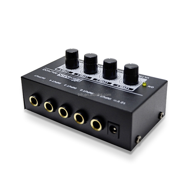TNH MC-MU400 Headphone Amplifier 4 Channel Mini signal Mixer Guitar Instrument Mixer Audio Mixer with Power Adapter