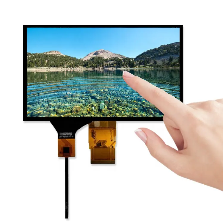 Wisecoco 산업용 LCD 화면 7 인치 1024*600 해상도 넓은 온도 높은 밝기 Lvds 인터페이스 I2c 터치 LCD 디스플레이