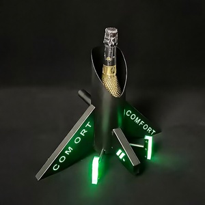 Exhibidor de Botellas de Acero Inoxidable con Luz LED, <span class=keywords><strong>Modelo</strong></span> de Avión Personalizado, Exhibidor de Botellas Luminoso, Exhibidor de Botellas de Vino - Product Image 1