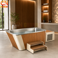 Baignoire de plongeon froid avec refroidisseur, en bois et acier inoxydable, pour la récupération sportive à domicile et en salle de sport