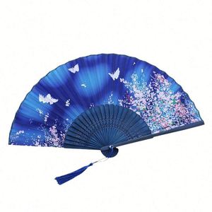 Éventails pliants personnalisés avec logo, design floral, art populaire traditionnel, amour, pour la décoration intérieure écologique – Vente en gros - Product Image 1
