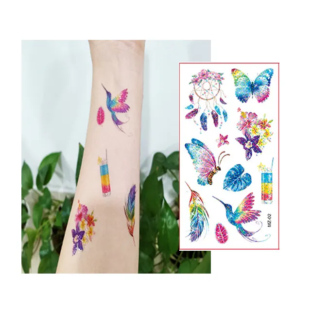 10 Sets Op Water Gebaseerde Vlinder Kinderen Glitter Tijdelijke Tattoo Stickers