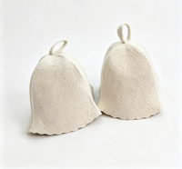Chapeau de sauna en feutre de laine 100% naturelle, texture gaufrée, bord festonné, non imprimé, protection pour la tête lors du bain de sauna