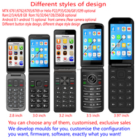 Teléfono Móvil Flip con Teclado de Botones Inteligentes Odm, Desbloqueado, 4G Volte, Doble SIM, Pantalla Táctil Android, con Whatsapp