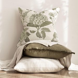 OEM ODM <strong>Sage</strong> Floral Printed Pillowcase Cotton Linen <strong>Cushion</strong> <strong>Cover</strong> Skin-friendly <strong>Cushion</strong> <strong>Cover</strong> for All Season - Product Image 4