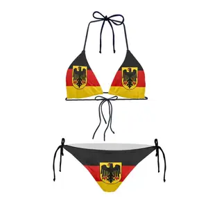 批发定制德国帝国国旗休闲夏季沙滩装露背风格性感比基尼泳装新款女式泳衣