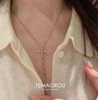 Collier pendentif croix gothique, collier ras du cou à franges multicouches pour femmes, style grunge audacieux