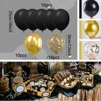 30 ballons en latex noirs et dorés, adaptés aux décorations d'anniversaire, de fête de retraite, du réveillon du Nouvel An et aux cérémonies de remise des diplômes
