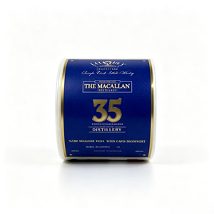 Étiquette autocollante personnalisée de luxe en vinyle imperméable avec dorure à chaud bleue et or pour bouteille de <span class=keywords><strong>whisky</strong></span> <span class=keywords><strong>Macallan</strong></span> 35YO Single Cask Malt Whiskey - Product Image 1