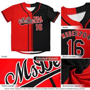 Custom Black Red-White Hook Split Fashion Authentic <b>Baseball</b> Jersey - Product Image 3