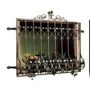 China window wrought iron grill design galvanized decorative wrought iron window guards