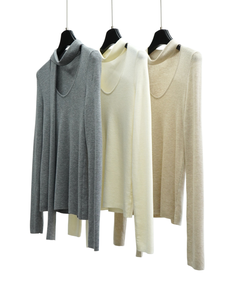 Maglione girocollo da <span class=keywords><strong>donna</strong></span> in cashmere spazzolato, <span class=keywords><strong>maglia</strong></span> termica a tinta unita senza cuciture, vestibilità morbida, personalizzabile con logo, MOQ basso - Product Image 1