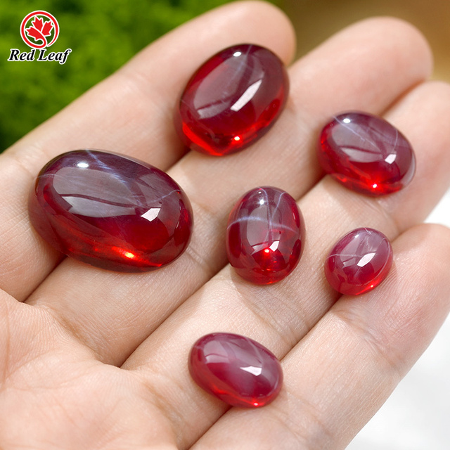 Redlead Wholesale Price #5 Red Corundum Star Ruby Oval  Shape 4x6mm to 18x25mm Synthetic Red Ruby for Jewelry Making