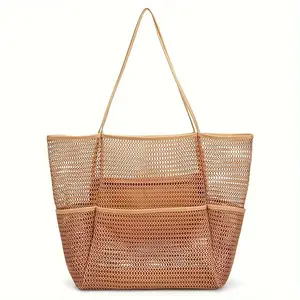 Mesh Beach Tote Bag for Women 2024 Upgrade Waterproof Pool Bag for Beach Vacation Swimming Family Travel Essentials