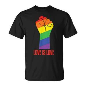 T-shirt Rainbow Fist pour la communauté lesbienne et gay, l'amour est l'amour, drapeau de la fierté LGBT, compressé, grande taille, pour enfants - Product Image 1