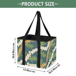 Grand panier de courses pliable à grande capacité, imprimé Plumeria hawaïenne Puakenikeni Lei, sac de courses pliable pour la plage - Product Image 2